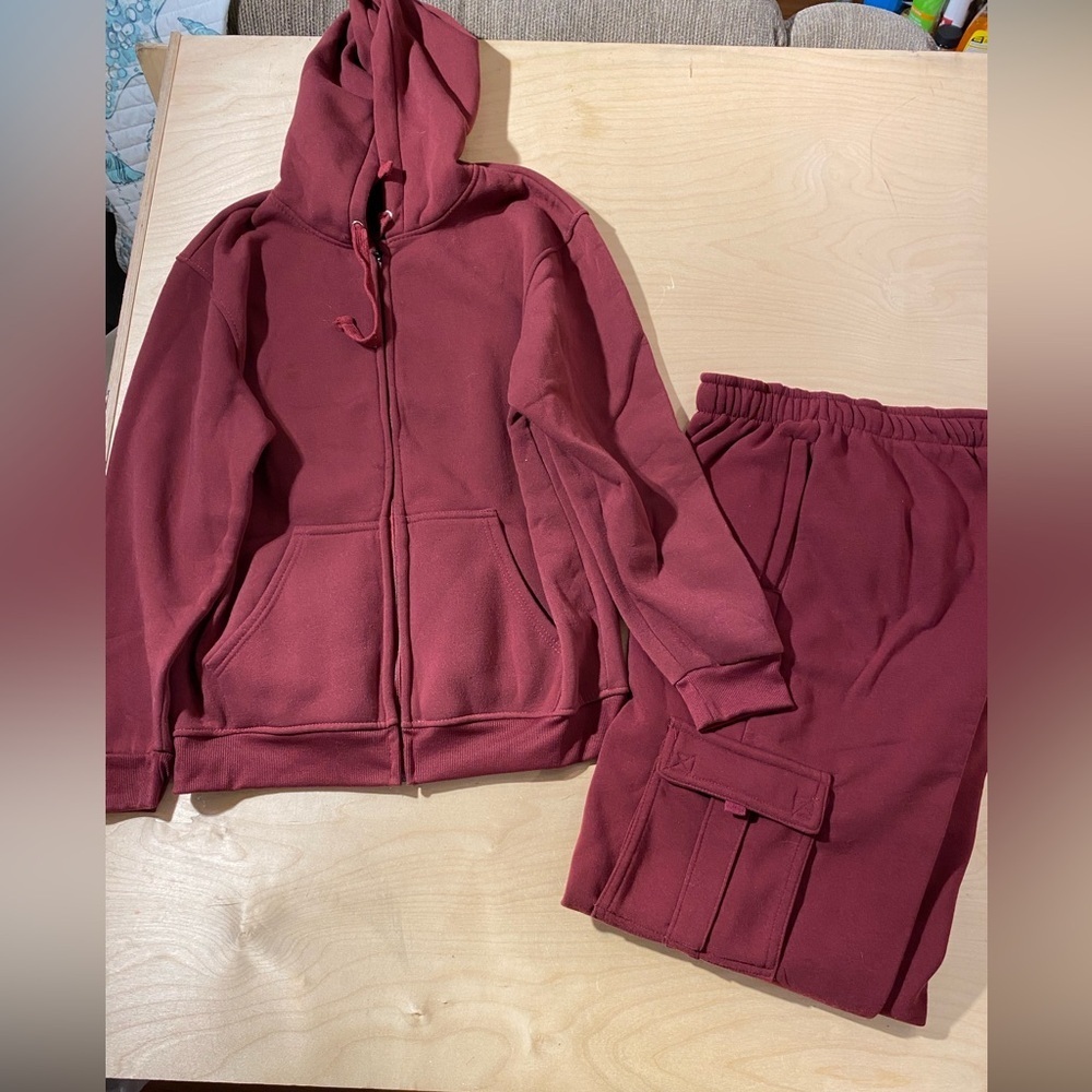 Sacred Crown Burgundy Hoodie and Jogger Set XL (NQ)